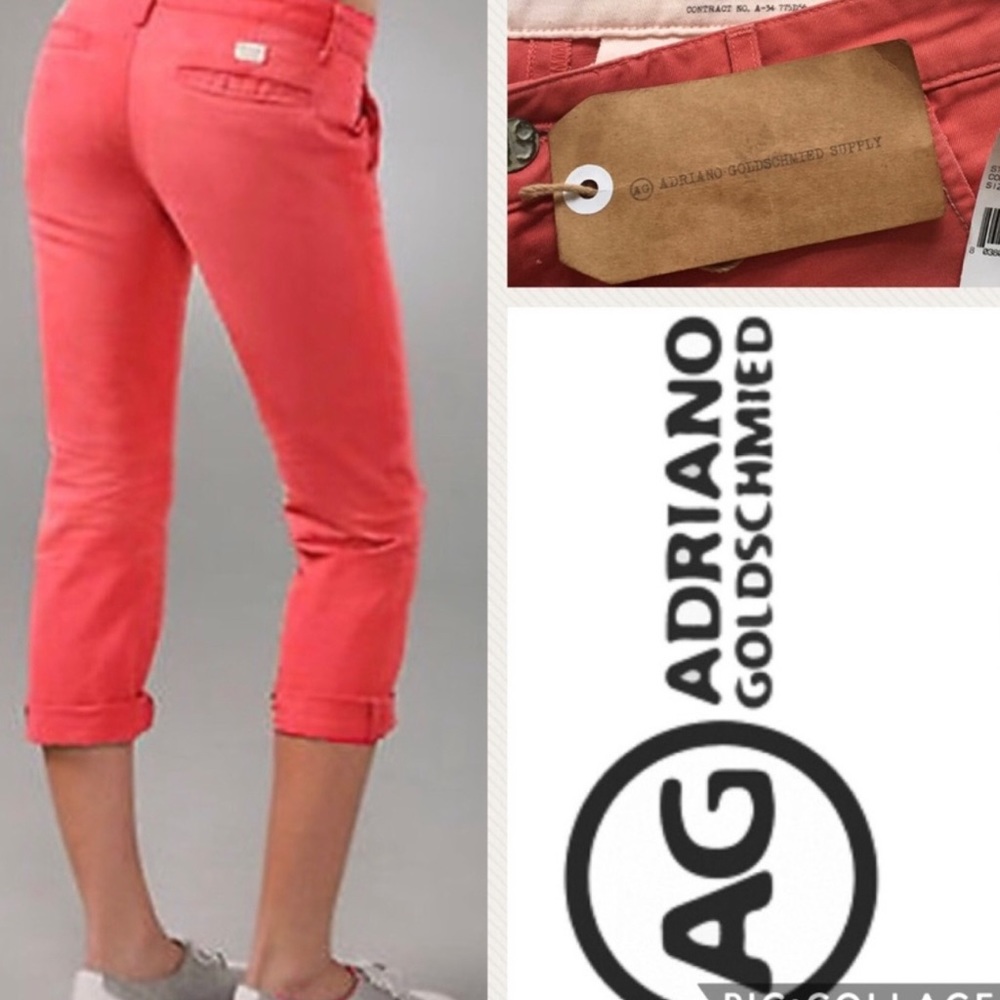 AG Adriano Goldschmied Boyfriend Khaki Crop Pants 26 NWT